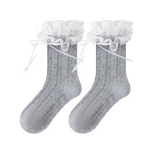 (Grey, L) Children's Cotton Socks for Summer with Non-Slip Elastic Band & Breathable Mesh
