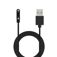(Black, 7.62mm) Compatible with Smart Watch Magnetic Charging Cable 2 Pin USB Lead 60cm Black White