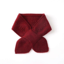 (Red) Kasjmier gebreide sjaal met gaatjespatroon voor dames, korte winterhals met strikdetail.