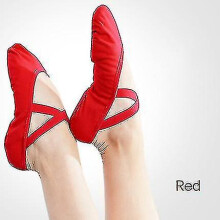 (Red, 40) Balletschoenen voor dames, meisjes en jongens met een zachte canvas zool, verkrijgbaar in zwart, roze, wit, beige, rood, bruin en blauw.