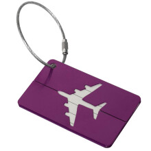 (Purple) Luggage Tags with Loop Name ID Address Card, Metal Travel Baggage Identifier for Suitcase Backpack, Multiple Colours Available