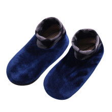 (Navy) Non Slip Grip Socks, Velvet Thickened Warm Crew Socks for Tile and Wood Floors, Unisex One Size for Yoga Pilates Barre Home Use
