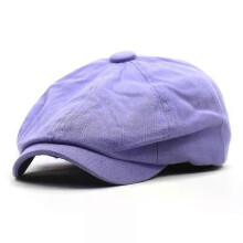 (PURPLE, 55-60cm adjustable) Cotton Newsboy Cap Men Flat Peaked Beret Hat Adjustable 56-60 cm
