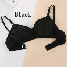 (black, 38) Draadloze bh voor dames van glanzende moerbeizijde, ultradunne en comfortabele bh met dubbelzijdig spandex, handwasbaar.