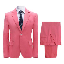 (Red, 3XL) Mens 2-Piece Solid Slim Fit Suit, One Button Notched Lapel Blazer and Trousers for Banquet Party Business Casual Events