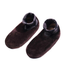 (Coffee) Non Slip Grip Socks, Velvet Thickened Warm Crew Socks for Tile and Wood Floors, Unisex One Size for Yoga Pilates Barre Home Use