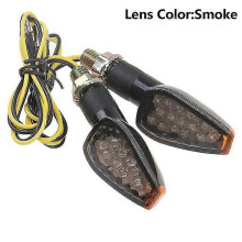 (2 PCS B) Intermitentes de motocicleta 2pcs 14LED ámbar 12V vástago flexible impermeable Compatible con Honda Yamaha Suzuki Kawasaki BMW Ducati
