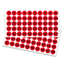 (Red) Runde Zahlenaufkleber 1-100, selbstklebende Etiketten für Büro, Schule, Spinde, 50 Blatt