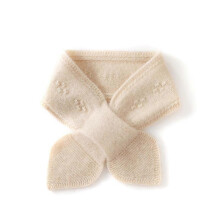 (Beige) Bufanda de punto de cachemir con ojales para mujer, cuello corto de invierno, detalle de lazo.