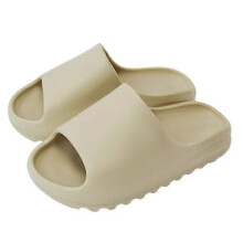 (Beige, 40-41) Slides Slippers, Plastic Upper, Plastic Sole, Platform Slides for Beach Outdoor Use