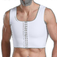 (Hook White, M) Compressievest voor mannen met gynaecomastie, voor houdingsondersteuning en buikcorrectie.