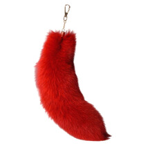(Red) Künstlicher Fuchsschwanz Schlüsselanhänger, 36cm Plüsch Anhänger für Handtaschen Rucksäcke Cosplay Veranstaltungen