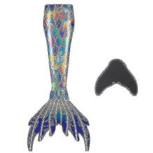 (dark blue(Excluding fins), 130) Zeemeerminstaart met monovin voor kinderen en volwassenen, gemaakt van duurzame, zwembare stof.