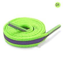 (green, 120CM) Reflective Shoelaces, 2 Pair 8 mm Wide Polyester Adjustable Patchwork Shoelaces for Sports Night Walking Running Basketball