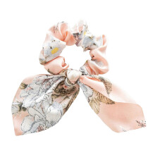 (Pink) Hasenohren-Haarreif mit Blumenmuster – Satin-Stoff für Mädchen und Partys