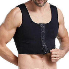 (Hook Black, XL) Compressievest voor mannen met gynaecomastie, voor houdingsondersteuning en buikcorrectie.