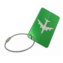 (Green) Luggage Tags with Loop Name ID Address Card, Metal Travel Baggage Identifier for Suitcase Backpack, Multiple Colours Available