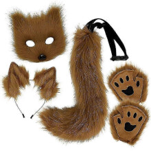 (brown) Fox Cosplay -asusteet naamiolla ja hännällä, jouluaiheiset, kuitukangas, aikuisten koko