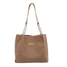 (Khaki) Women's Corduroy Underarm Shoulder Bag, Large Capacity for Shopping Office Travelling, Black, 29x25x11cm