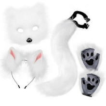 (White) Fox Cosplay -asusteet naamiolla ja hännällä, jouluaiheiset, kuitukangas, aikuisten koko
