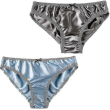 (Grey-Light blue, M) Naisten silkkiset alushousut, 2 kpl, puhdasta silkkiä, joustavaa neulosta, saumattomat