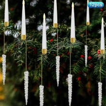 (Icicle) 12 velas LED navideñas, adornos colgantes para árbol con control remoto, decoración navideña para interiores, 15 cm de largo.