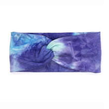 (Tie-dye 1) Crochet Headband for Sports with Floral Leopard Tie-Dye Print Elastic Yoga