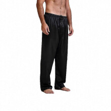 (Black, L) Herren-Schlafanzughose aus Seidensatin, elastischer Kordelzugbund, lange, lockere, einfarbige Schlafhose, für alle Jahreszeiten