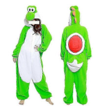 (Zipper Version-Green Yoshi, Size M (Height 158-168CM)) Yoshi-kostuum, eendelige pyjama in bruin paardencartoondesign, voor volwassenen en kinderen.