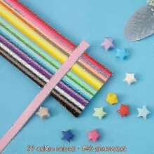 (A10) Origami geluksster vouwpapierstroken, 540 vellen in diverse kleuren, voor doe-het-zelf handwerk, 24 cm lang