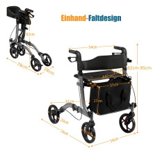 Leichter, faltbarer Rollator mit verstellbarer Höhe
