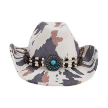 (6) Koevlek cowboyhoed, polyester, verstelbare omtrek 55-65cm, ademend, voor westernfeesten en festivals, voor volwassenen lente zomer