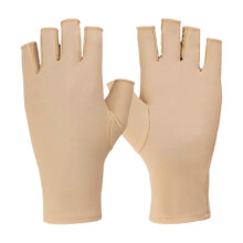 (Beige) Halving vinger zonnebeschermingshandschoenen, spandex, ademend, voor fietsen, tuinieren en golf buitenactiviteiten