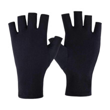(Black) Guantes sin dedos de protección solar, seda fría, antideslizantes, transpirables para ciclismo jardinería golf actividades al aire libre