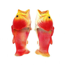 (Red, 44 to 45) Summer Unisex 3D Fish Flip Flops, PVC Slippers for Outdoor and Indoor Casual Wear