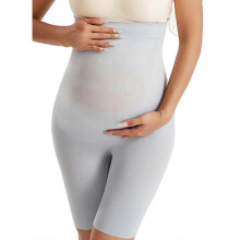 (Gray, XXL) High Waist Maternity Shapewear Shorts, Seamless Belly Back Support Butt Lifting Pregnancy Underwear, Middle Thigh, Anti Chafing