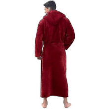 (Black, XL) Accappatoio uomo con cappuccio in flanella extra lungo, per occasioni casuali, adatto a primavera e autunno