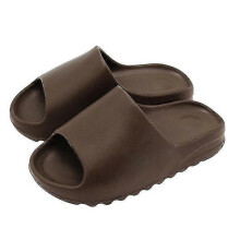 (Brown, 42-43) Slides Slippers, Plastic Upper, Plastic Sole, Platform Slides for Beach Outdoor Use