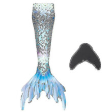 (blue(Excluding fins), 140) Zwembare zeemeerminstaart met monovin voor kinderen en volwassenen
