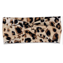 (Leopard print 5) Crochet Headband for Sports with Floral Leopard Tie-Dye Print Elastic Yoga