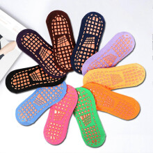 (Light Orange, Adult) 2 Pairs Non-slip Cotton Short Socks, Sweat Absorption Anti-slip Socks for Trampoline Gym Travel Home, Size 36-42