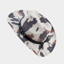 (3) Cappello da cowboy con stampa mucca per uomo e donna, con tesa curva, ideale per primavera ed estate.