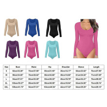 (Purple, XL) Women's Double Lined Crew Neck Long Sleeve Bodysuit, Snap Crotch Closure, Soft Stretchy Basic Top, Multiple Sizes Colours