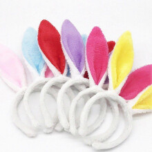 (Red) Plush Bunny Ears Headband, Bendable Wire Ears, Plush Cloth Material, for Children and Adults, for Performances Parties Commercial Activities