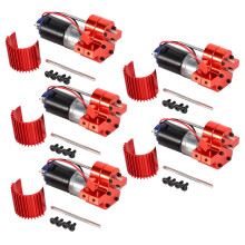 5X 370 Brushed Motor+Alloy Heat Sink Gear Box Set with Steel Gears for WPL Henglong C14 C24 B24 6X6 Parts