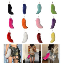 (Black) Künstlicher Fuchsschwanz Schlüsselanhänger, 36cm Plüsch Anhänger für Handtaschen Rucksäcke Cosplay Veranstaltungen