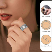 (Silver, 6) Anillos apilables compatibles con Oura Ring, chapados en oro de 14 quilates, paquete de 2, circonita cúbica