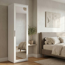 (White) Modern Entryway Wardrobe, Shoe Storage & Coat Rack - Hallway Storage Cabinet with Drawers & Hooks for Bedroom (50 cm W x 35 cm D x 180 cm H)