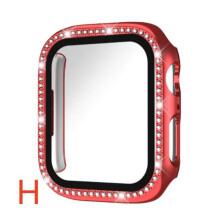 (42 mm (1/2/3 Generation), H-rot) Für Apple Watch S10 / 11 , 9/8/7/6/5/4/3/2/1 , Diamant-Bling-Gehäusedeckel