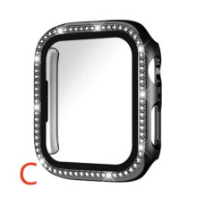 (41 mm (7/8/9 Generation), C-schwarz) Für Apple Watch S10 / 11 , 9/8/7/6/5/4/3/2/1 , Diamant-Bling-Gehäusedeckel